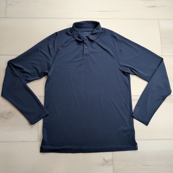 Rhone Polo Mens S Delta Pique Golf Navy Blue Commute Long Sleeve Performance - Picture 1 of 11